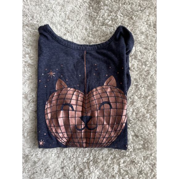 Tucker & Tate girls sz. 8 blue shimmer gold cat design tee. Cute, fun - Picture 6 of 6